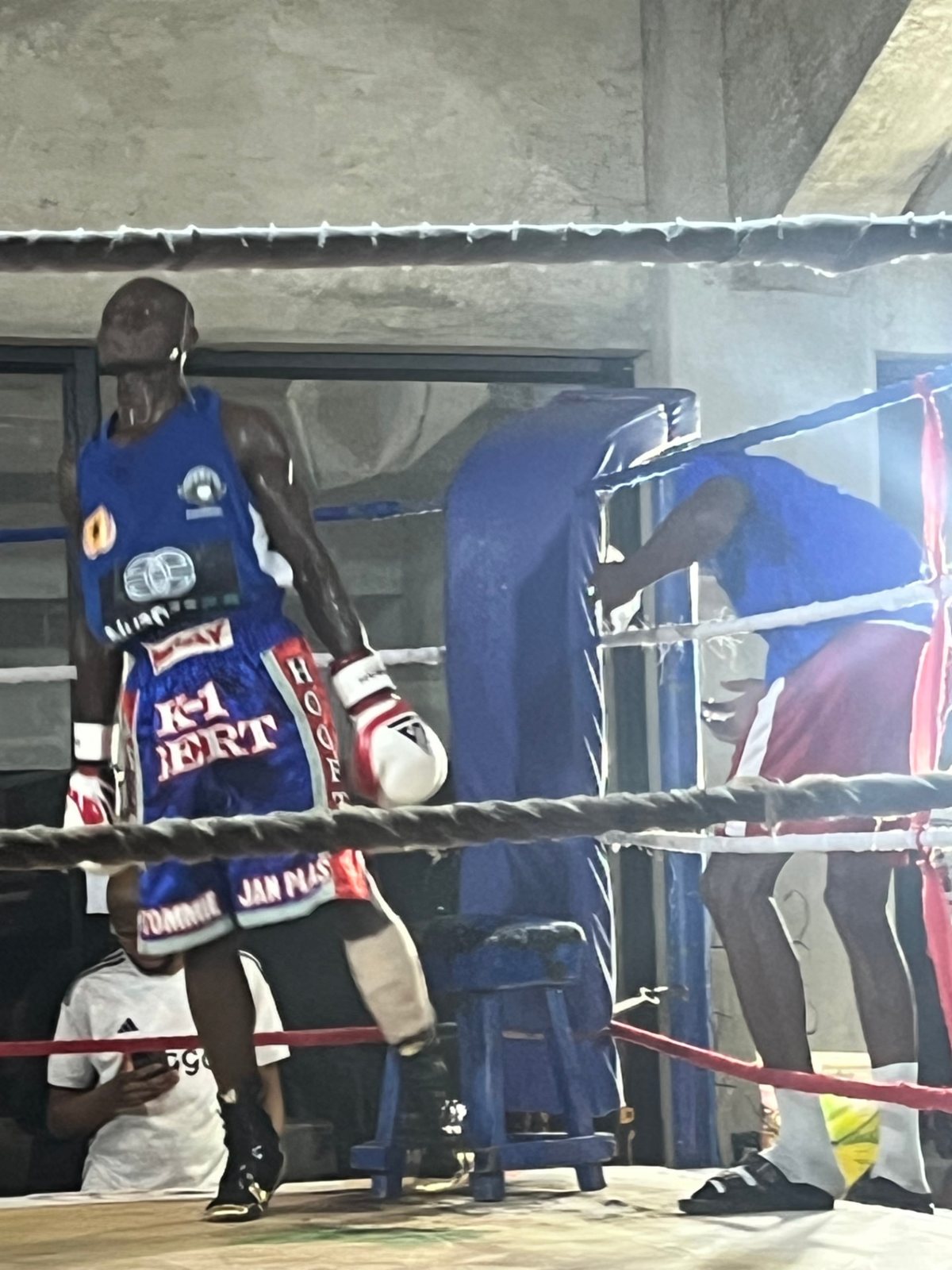 Boxer in the ring at the Tamale exhibition night