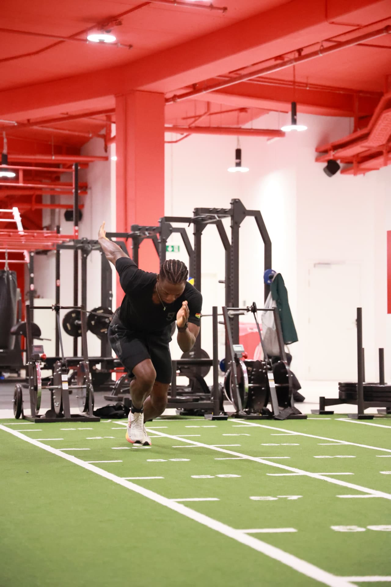 Athlete accelerating from an explosive sprint start